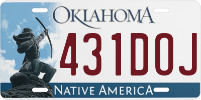OK license plate 431DOJ