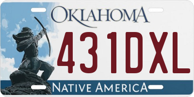 OK license plate 431DXL
