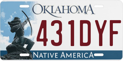 OK license plate 431DYF