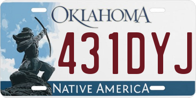OK license plate 431DYJ