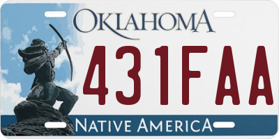OK license plate 431FAA