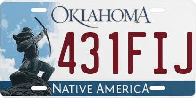 OK license plate 431FIJ