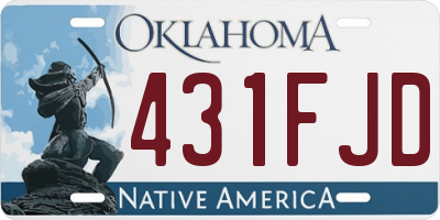 OK license plate 431FJD