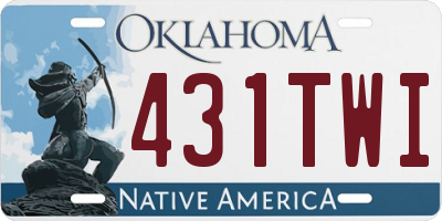 OK license plate 431TWI