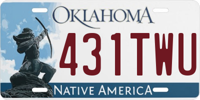 OK license plate 431TWU