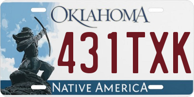 OK license plate 431TXK