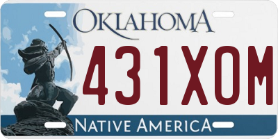 OK license plate 431XOM