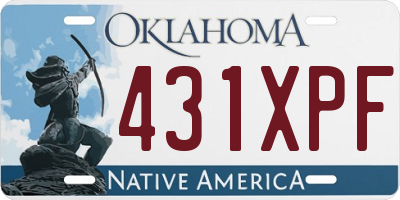 OK license plate 431XPF