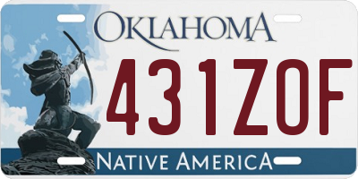 OK license plate 431ZOF