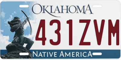 OK license plate 431ZVM