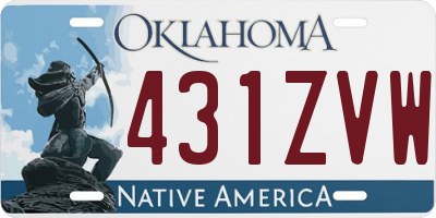 OK license plate 431ZVW