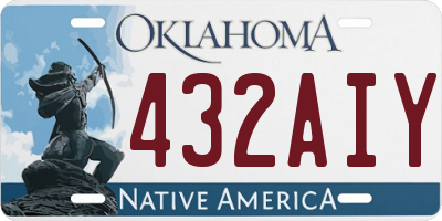 OK license plate 432AIY
