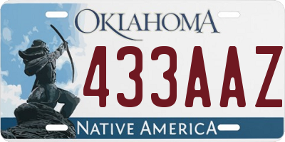 OK license plate 433AAZ