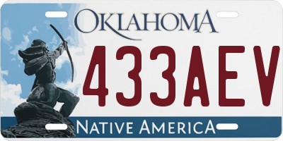 OK license plate 433AEV