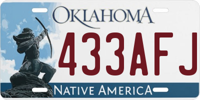 OK license plate 433AFJ