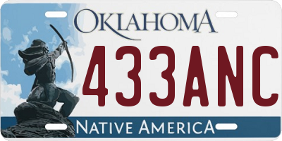 OK license plate 433ANC