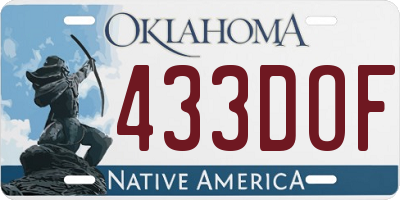 OK license plate 433DOF