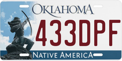 OK license plate 433DPF