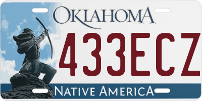 OK license plate 433ECZ