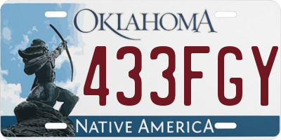 OK license plate 433FGY