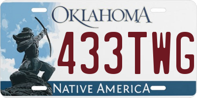 OK license plate 433TWG
