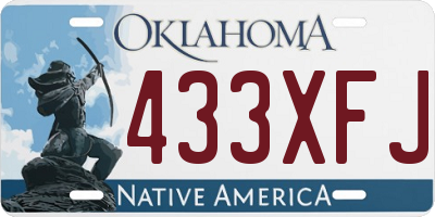 OK license plate 433XFJ