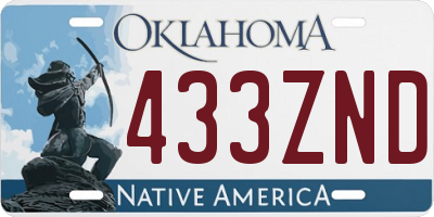 OK license plate 433ZND