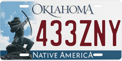 OK license plate 433ZNY