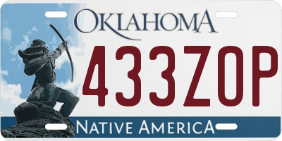 OK license plate 433ZOP