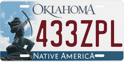 OK license plate 433ZPL