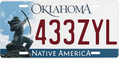 OK license plate 433ZYL