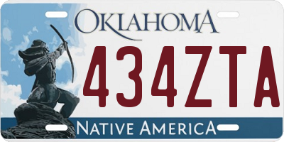 OK license plate 434ZTA