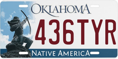 OK license plate 436TYR