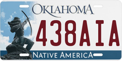 OK license plate 438AIA