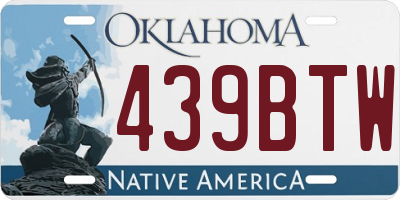OK license plate 439BTW