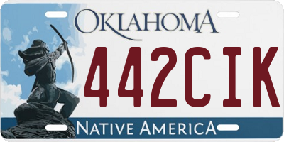 OK license plate 442CIK