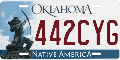 OK license plate 442CYG