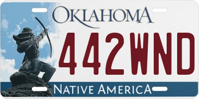 OK license plate 442WND