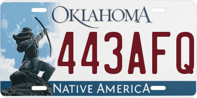 OK license plate 443AFQ
