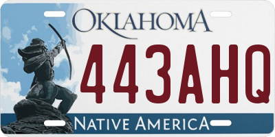 OK license plate 443AHQ
