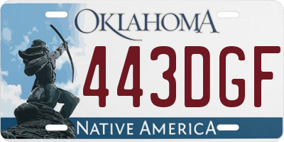OK license plate 443DGF