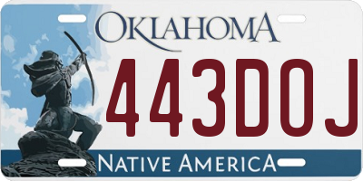 OK license plate 443DOJ