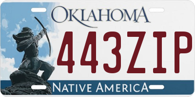 OK license plate 443ZIP
