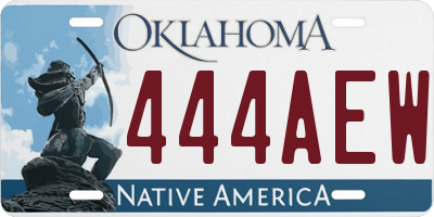 OK license plate 444AEW