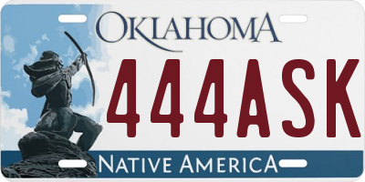 OK license plate 444ASK