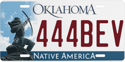 OK license plate 444BEV