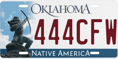 OK license plate 444CFW