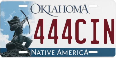 OK license plate 444CIN