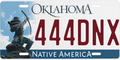 OK license plate 444DNX