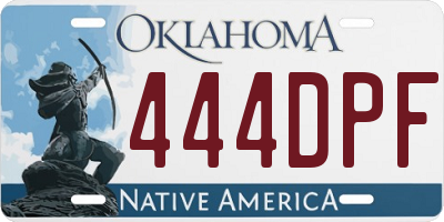 OK license plate 444DPF